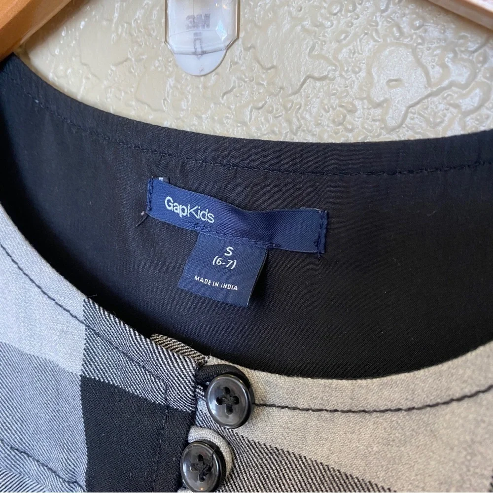 Gap Kids black and white‎ buffalo check dress lined small 6-7 plaid